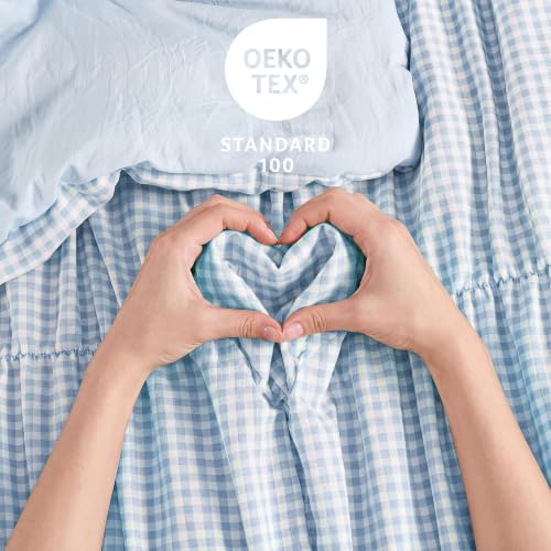 Blue Gingham Twin XL Comforter Set