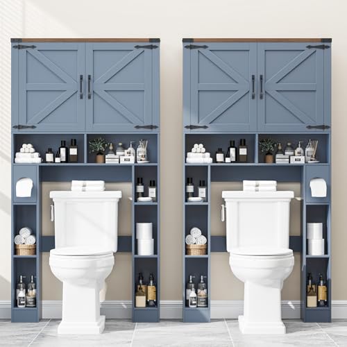 Storage Cabinet Over Toilet with 2 Barn Doors