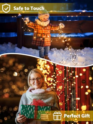 Solar String Lights Outdoor 6 Pack 600 LED 198FT Christmas Light Warm White (6 Count)