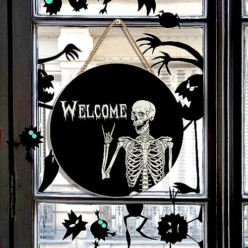 Halloween Decorations Wreath Halloween Skull Welcome Door Sign Front for Door Decoration