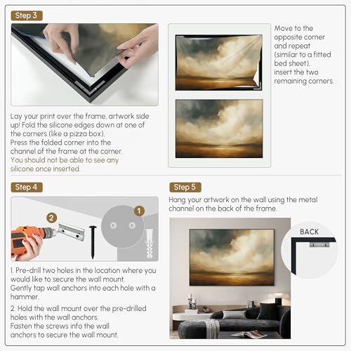 46"x72" Extra Large Framed Wall Art Golden Horizon Dramatic Abstract Landscape Illustration for Home Living Room Bedroom Decor