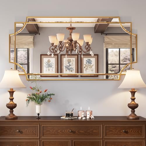 24"x48" Gold Foil Scalloped Edge Decorative Vanity Wall Mirror