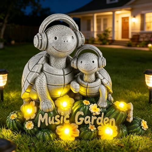 Solar Garden Turtle Statue 5.9"