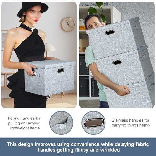 Storage Bins with Lids Fabric Closet Organizers Cubes Office Organization (3 Count)