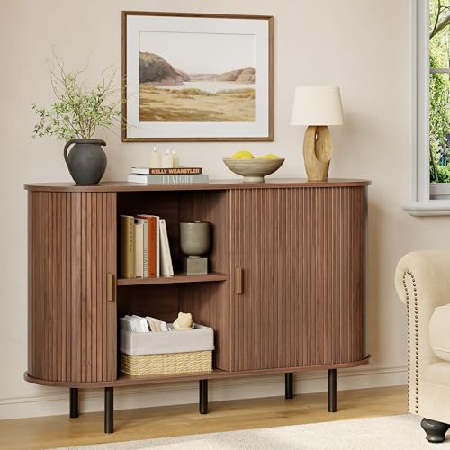 48" Fluted Buffet Sideboard Cabinet with Sliding Door