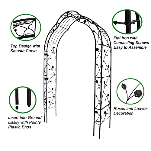 Metal Garden Arch 98.4" H Garden Arbor Trellis for Outdoor Climbing Plants Support Rose Lawn Tall Large Scale Event Arch