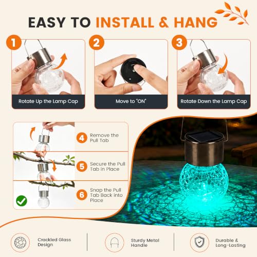 Solar Christmas Decorations Outdoor Hanging Light for Outside 8Pc (8 Count)