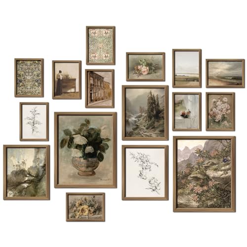16 PCS Framed Vintage Wall Art Decor (16 Count)