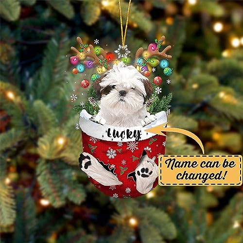 White Shih Tzu Christmas Tree Ornament