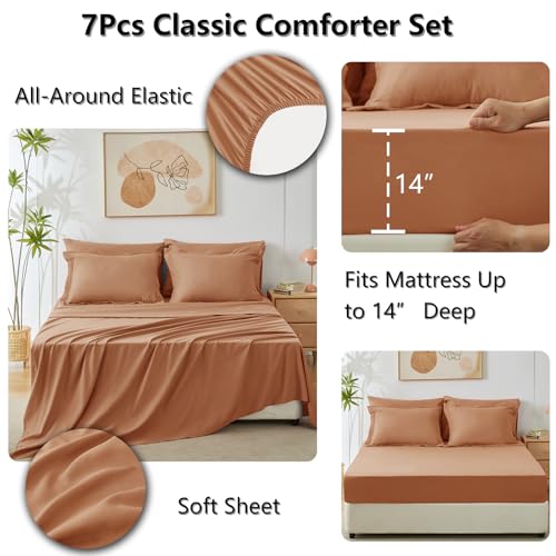 Queen Comforter Set 88"x88" Pumpkin