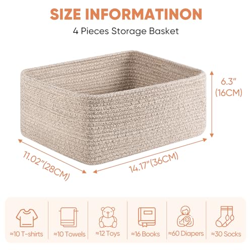 4 Pack 14.17 * 11.02 * 6.3IN Storage Baskets for Organizing Shelves (4 Count)