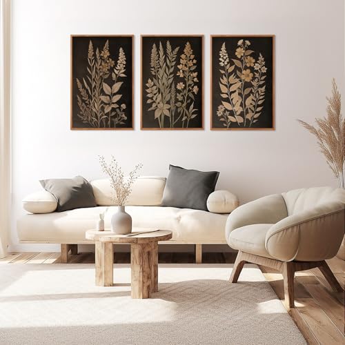 Vintage Botanical Fern Framed Canvas Wall Art Set