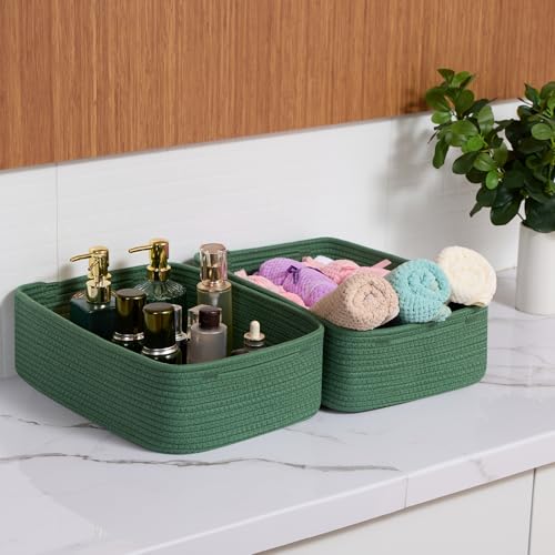 Large Shallow Organizing Baskets 15x11x5.1 Inches (2 Count)