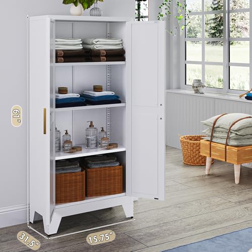61" Tall Farmhouse Metal Pantry Cabinet