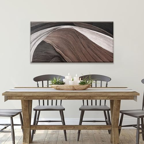 Canvas Art Wall Decor Brown Abstract Wall Art For Living Room Modern Canvas Prints Pictures Black And White Wall Art For Hotel Home Wall Decor 24x48 Inch