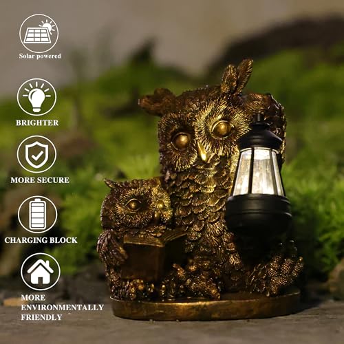 Owl Solar Outdoor Garden Statue Lawn Yard Decor Gifts for Mom
