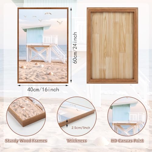 KAlRNE Beach Room Photo Framed Coastal Decor Ocean Wall Art Set (3 Count)