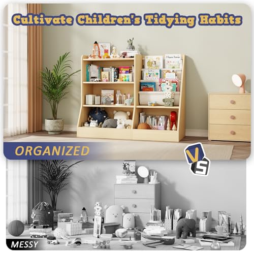 40" Large Kids Wooden Bookshelf and Toy Storage Organizer Natural