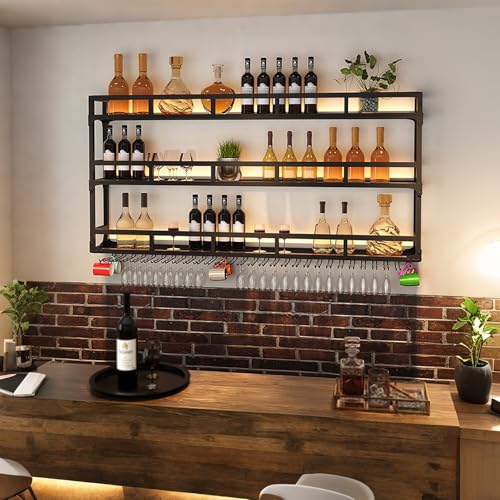 Modern Wine Rack Wall Mounted With Glass Holder