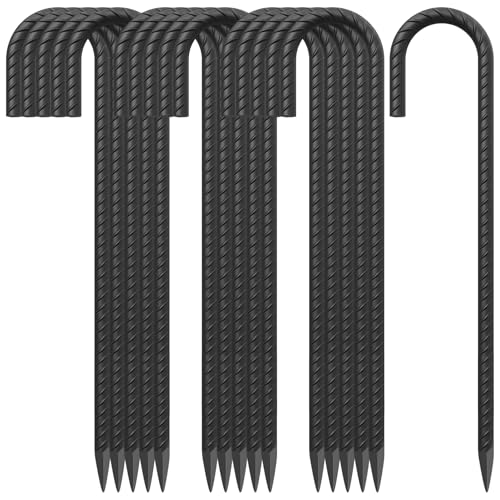 18 Inch Steel J Hook Rebar Ground Stakes 16 Pack 1 (16 Count)