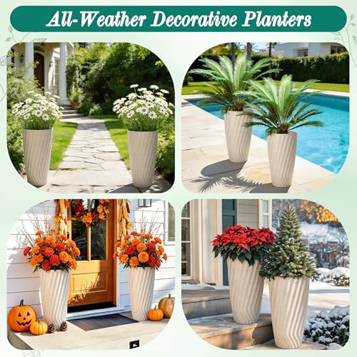 24" Resin Tall Outdoor Planters (2 Count)
