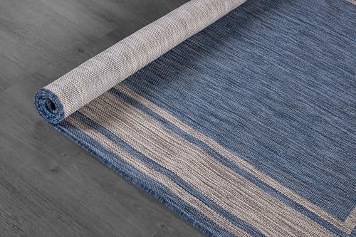 Large Outdoor Rug 9x12 Modern Bordered Area Rugs for Indoor and Outdoor Patio Deck Porch Garden Waterproof Weather Sun Resistant Washable Outside Carpet (108 Sq Ft)