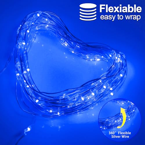 Christmas Blue Fairy String Lights Battery Operated Powered (33 Foot)