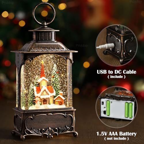 Church Snow Globe Christmas Decorations Gifts Snowman Cabin Cardinal Tree USB
