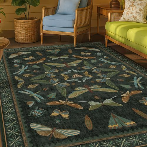 Dark Green Area Rugs 5x7 for Living Room (35 Sq Ft)