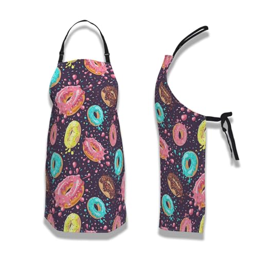 Chef Apron for Men Donuts Women Aprons for Kitchen Cooking Restaurant BBQ Painting Crafting 27”