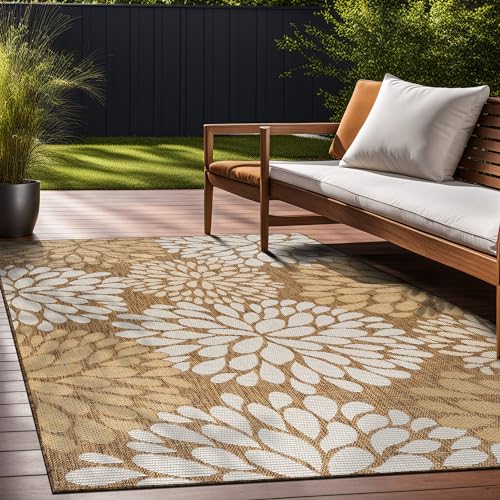 Outdoor Rug 6x9 Modern Exotic Tropical Leaf Area Rugs for Indoor and Outdoor Patio Deck Porch Garden Water Resistant Washable Outside Carpet