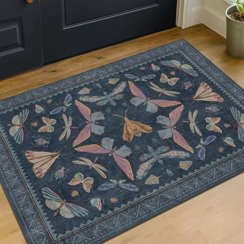 Dark Blue 2x3 Small Rugs for Bathroom Non Slip (6 Sq Ft)