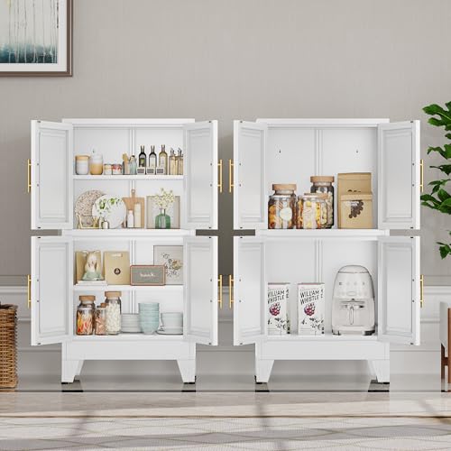 47” White Metal Bathroom Storage Cabinet
