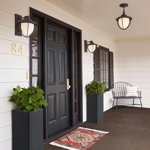2 Pack Tall Planters for Outdoor Rattan Square Box 12x12x24inch (2 Count)