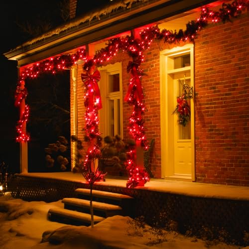 Red Valentines Day Decor Lights Green Wire (100 Count)