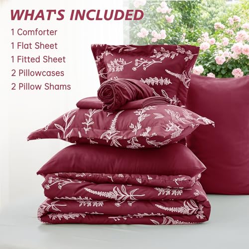 Burgundy Bed in a Bag King 7 Pieces