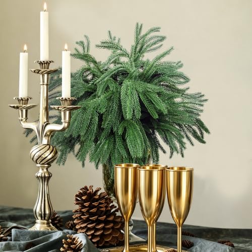 12 Pcs Artificial Norfolk Pine Branches Faux Christmas Stems (12 Count)