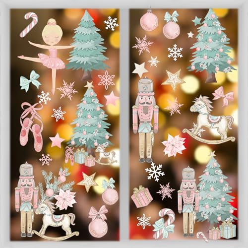Pink Christmas Window Clings