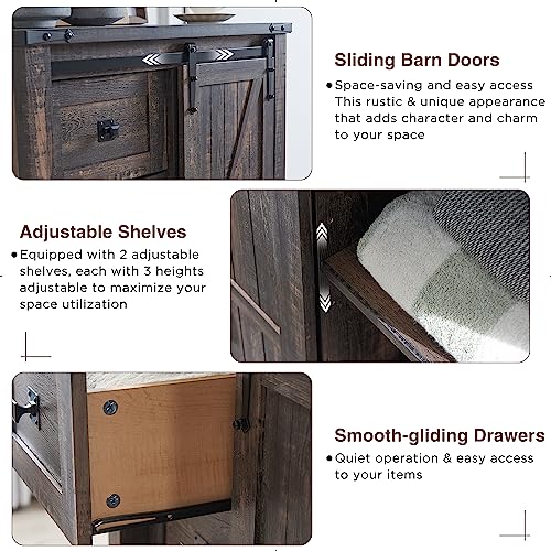 5 Drawers Dresser with Sliding Barn Doors