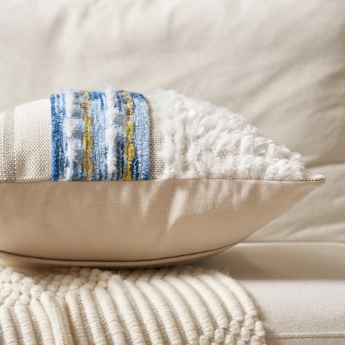 Boho Chenille Tufted Throw Pillow Covers 18x18 Inch Set of 2 (2 Count)