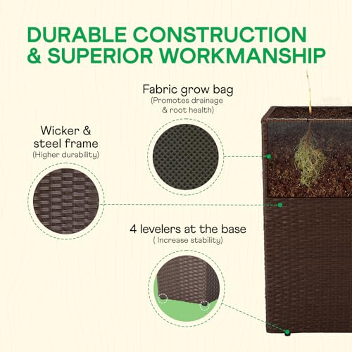 All Weather Wicker Planter Raised Garden Bed