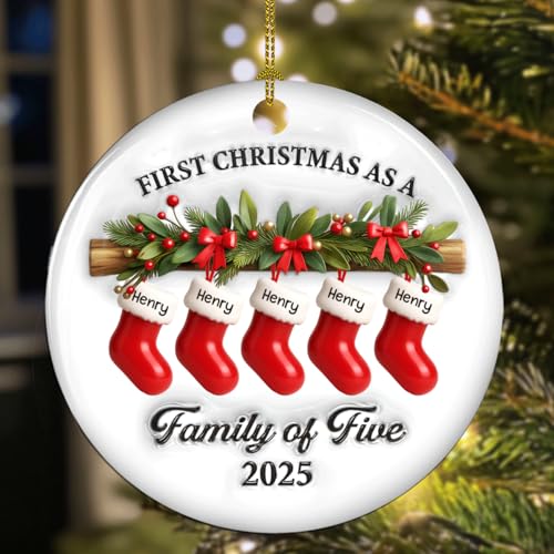 First Christmas Family Ceramic Ornament