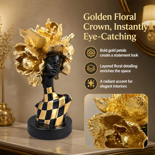 Golden African Woman Statue