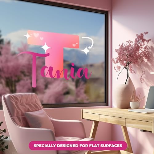 Custom Stickers Name & Initial for Pink Room Decor I Heart Wall Decal for Girl Bedroom Decor I Personalized Wall Decal for Little Girl Room Decor I Multiple Size Options