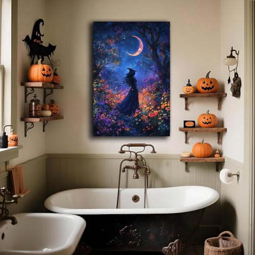 Vintage Halloween Witch Decor Mystic Gothic Wall Art Poster