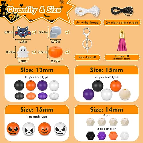 221PCS Halloween Silicone Beads for Keychain Making (221 Count)