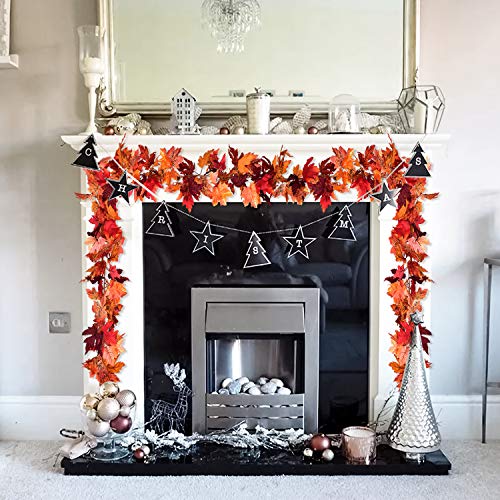 2 Pack Fall Maple Leaf Garland Artificial Maple Garland (11.8 Foot)