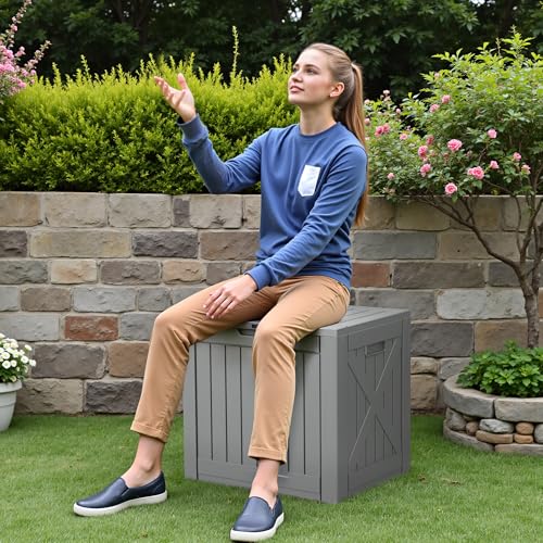 40 Gallon Deck Box Lockable Outdoor Storage Box Waterproof for Patio