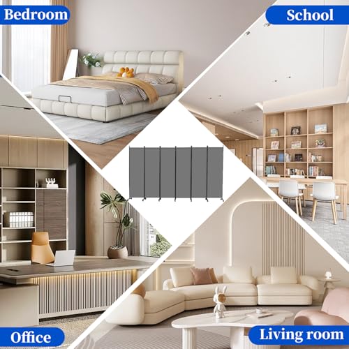 Room Divider 6FT 6 Panel Folding Room Partition with Lockable Wheels