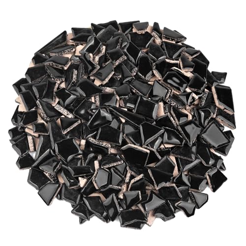 454g Irregular Shape Black Ceramic Mosaic Tiles for DIY Crafts Bulk